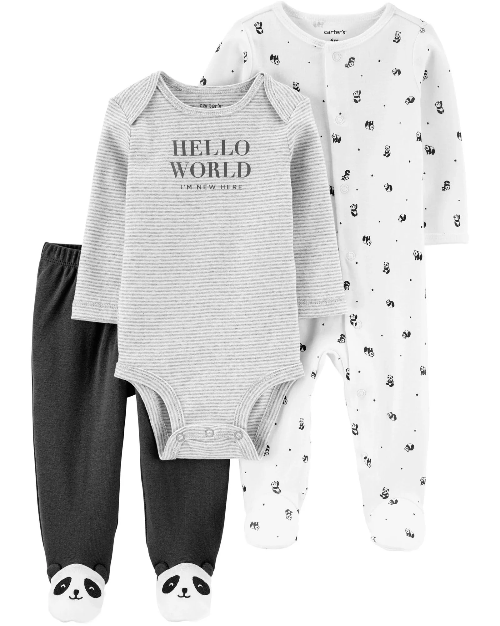 Carter's Set 3 piese Panda - pijama, body si pantaloni foto