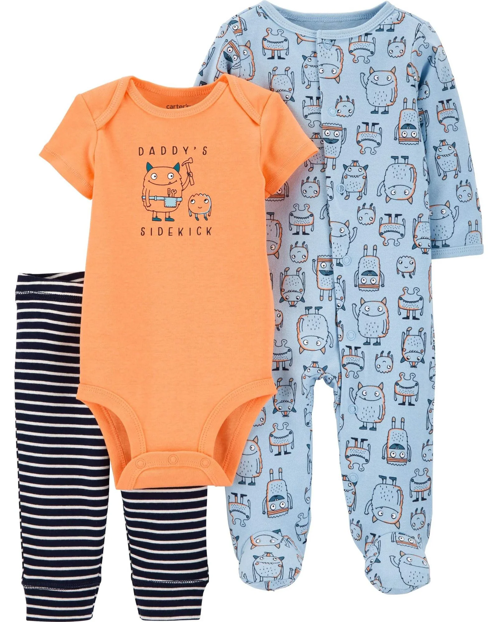 Carter's Set 3 piese Monstrulet - pijama, body si pantaloni foto