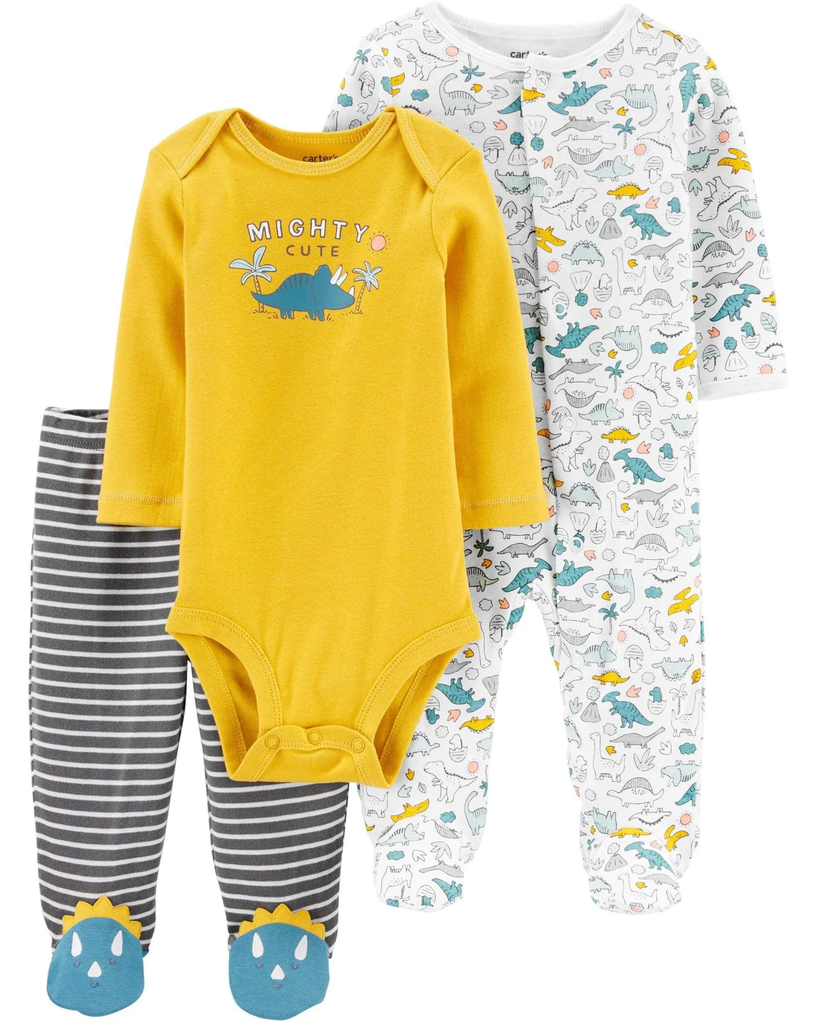Carter's Set 3 piese Dinozaur - pijama, body si pantaloni foto