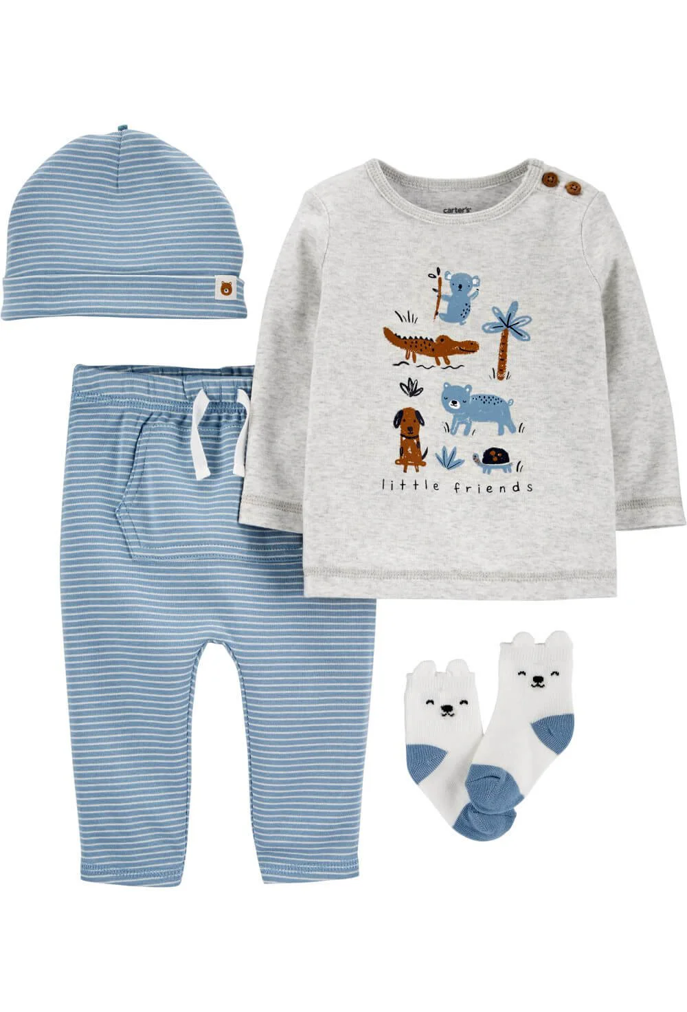 Carter's Set 4 piese bebelus Animale - pantaloni, bluza, caciulita si sosete foto