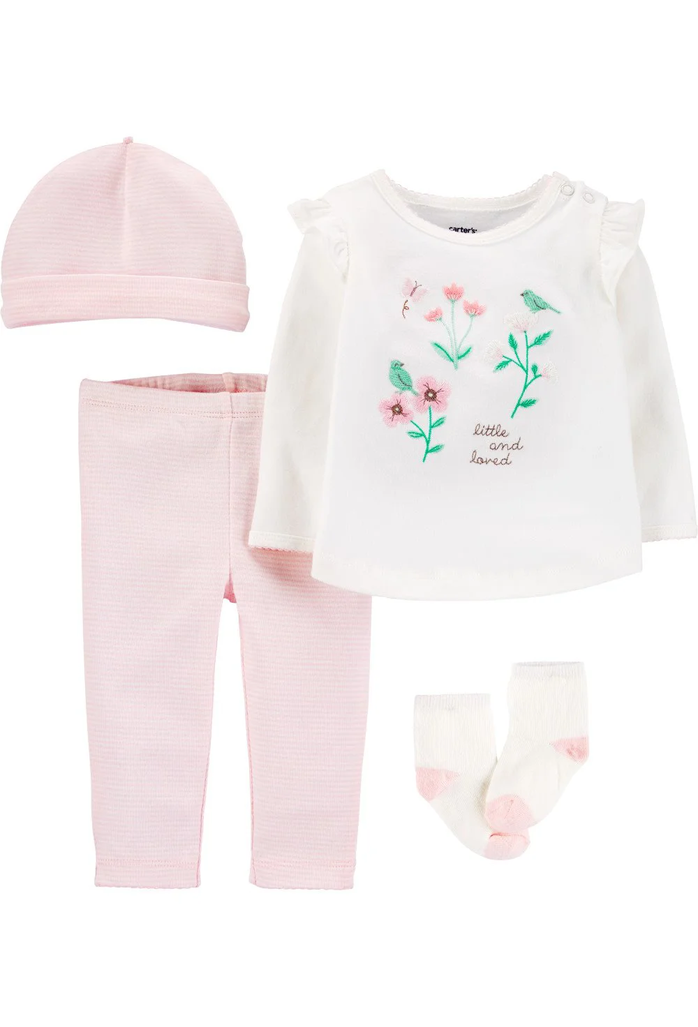 Carter's Set 4 piese bebelus - pantaloni, bluza, caciulita si sosete foto