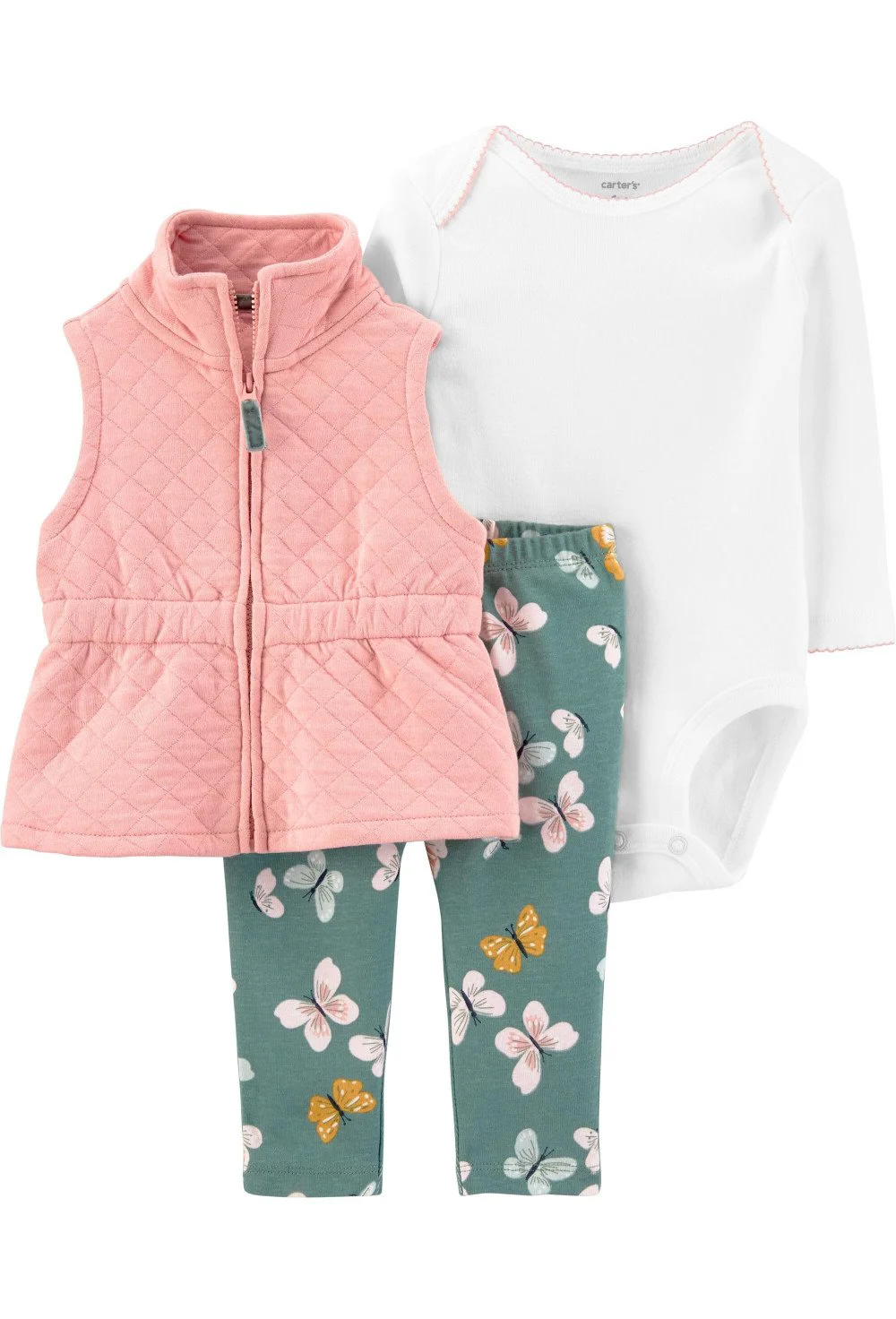 Carter's Set 3 piese Fluturi - pantaloni, body si vesta foto