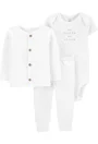Carter's Set 3 piese - cardigan, body alb si pantaloni foto