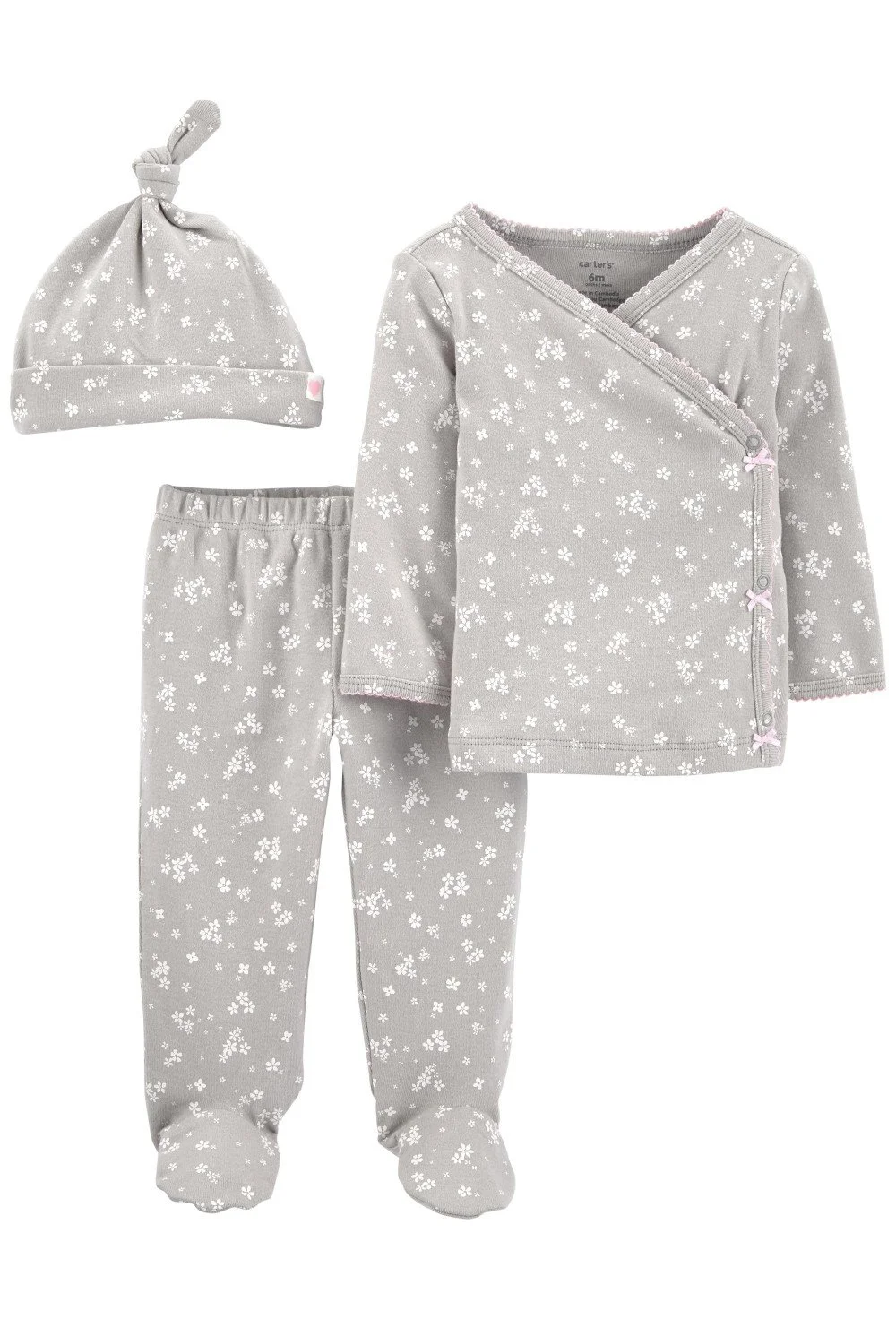 Carter's Set 3 piese - pantaloni, top si caciulita gri foto