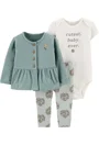 Carter's Set 3 piese - cardigan, body si pantaloni cu flori foto