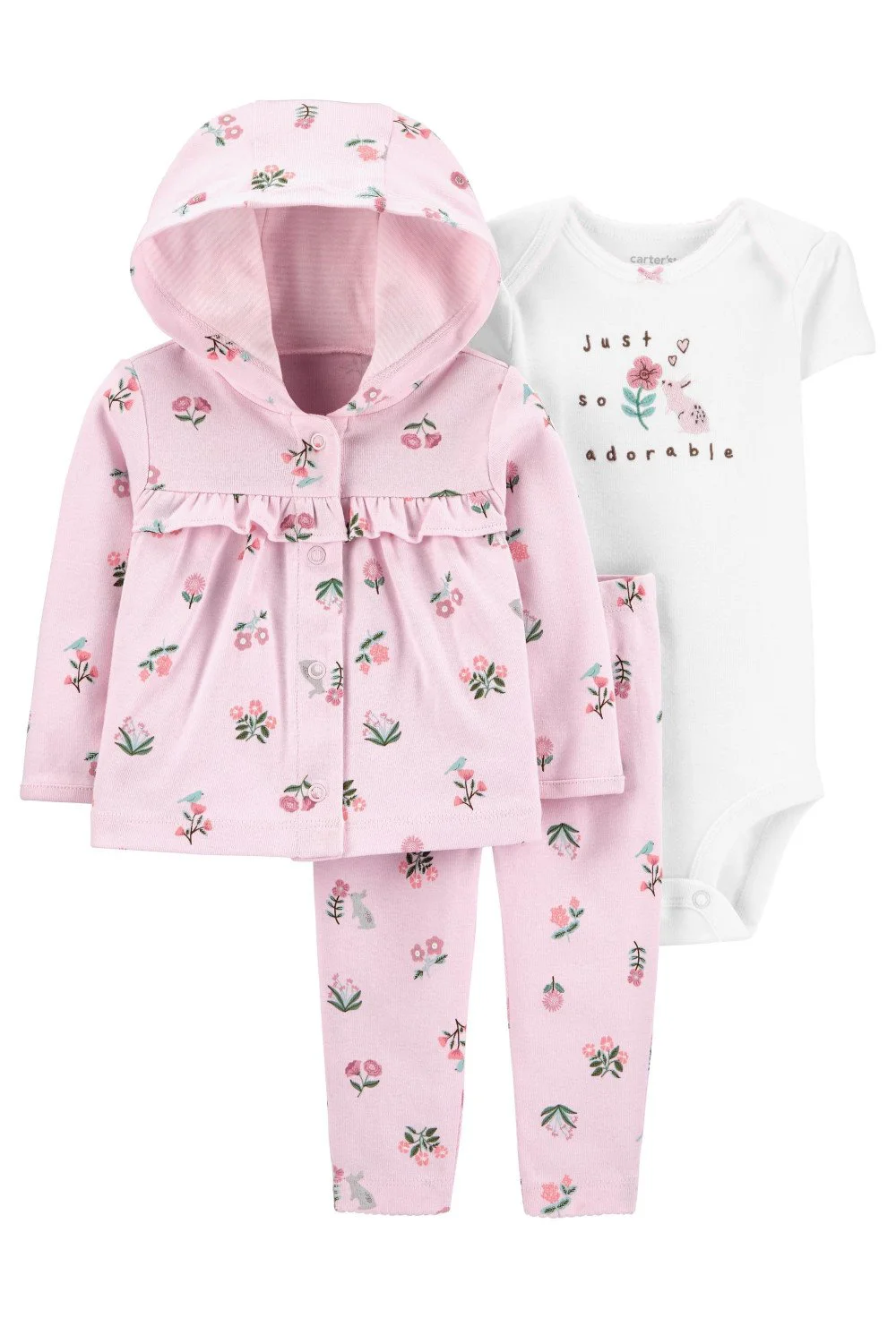 Carter's Set 3 piese Floricele - hanorac, pantaloni si body foto