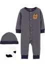 Carter's Set 3 piese Ursulet - pijama, caciulita si sosete foto