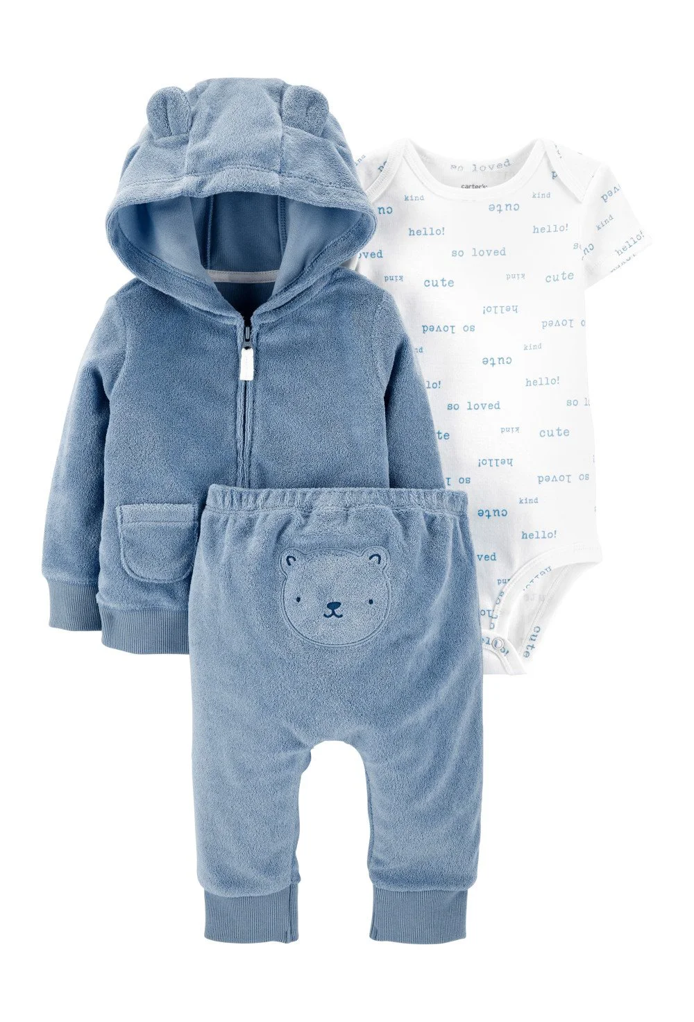Carter's Set 3 piese bebe Ursulet - hanorac, pantaloni si body foto