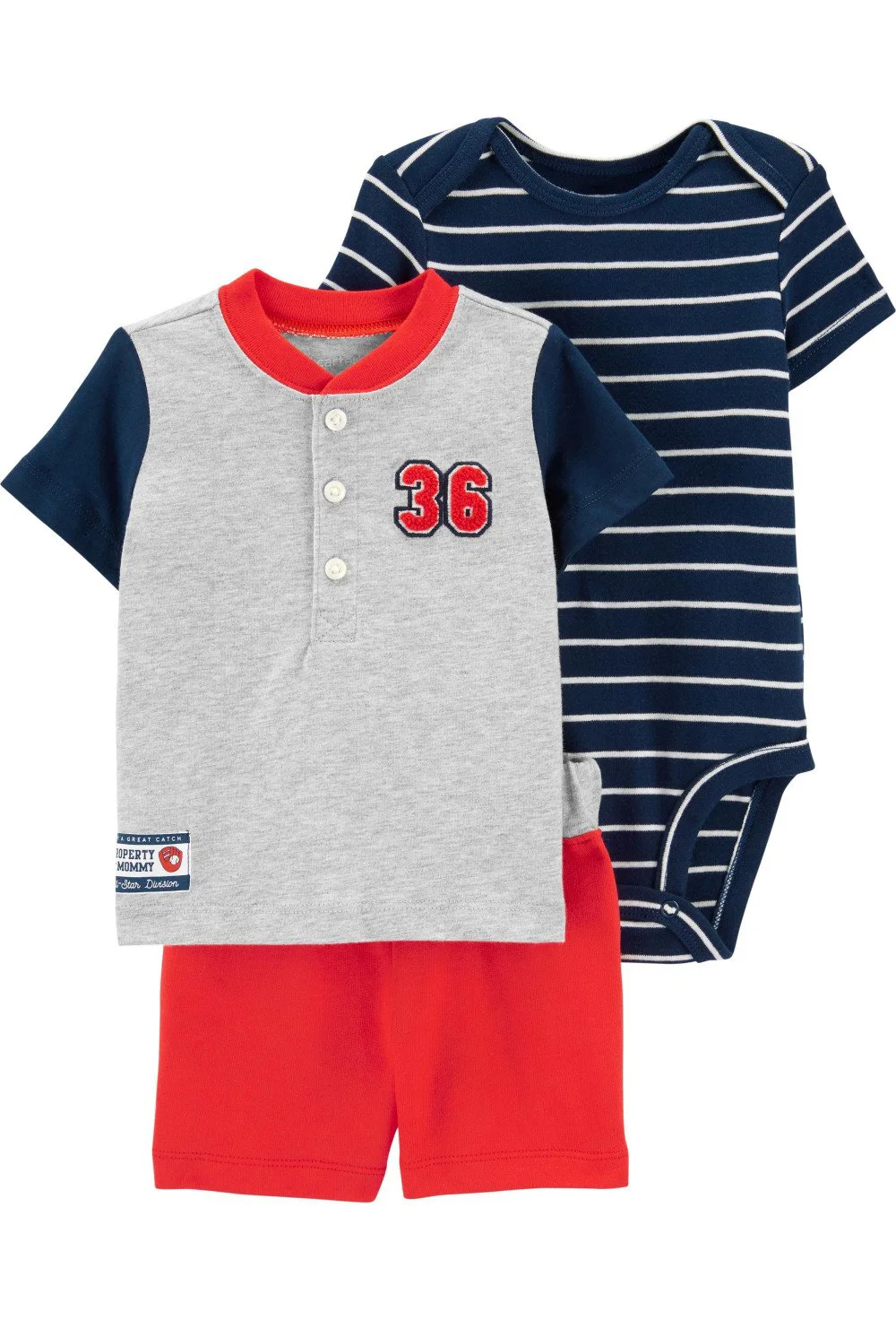 Carter's Set 3 piese Baseball - body, tricou si pantaloni scurti foto