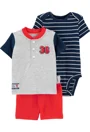 Carter's Set 3 piese Baseball - body, tricou si pantaloni scurti foto