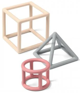 Set jucarii pentru dentitie educative din silicon BabyOno Geometric foto
