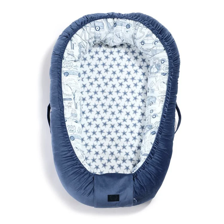 Babynest La Millou Velvet Collection - Route 66 - Harvard Blue foto