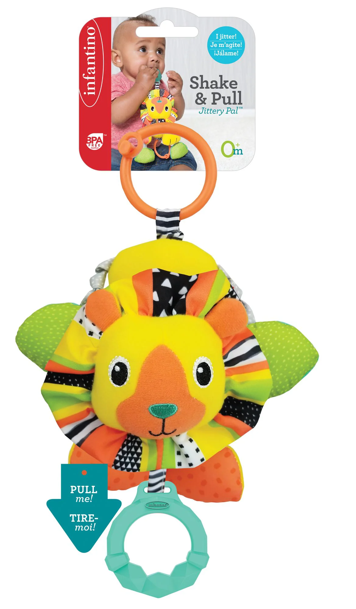 Jucarie moale cu vibratie si inel de agatat Infantino Leu foto