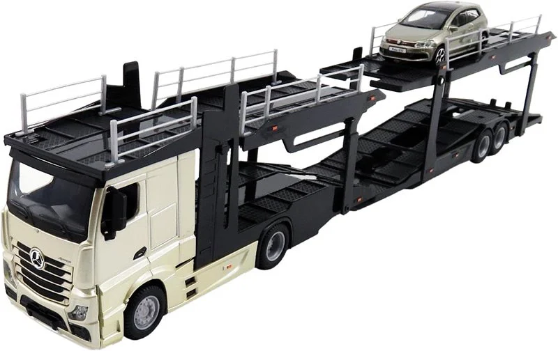 Set de joaca Bburago Trucker cu Mercedes Benz Actros-VW Polo GTI Mark5 foto