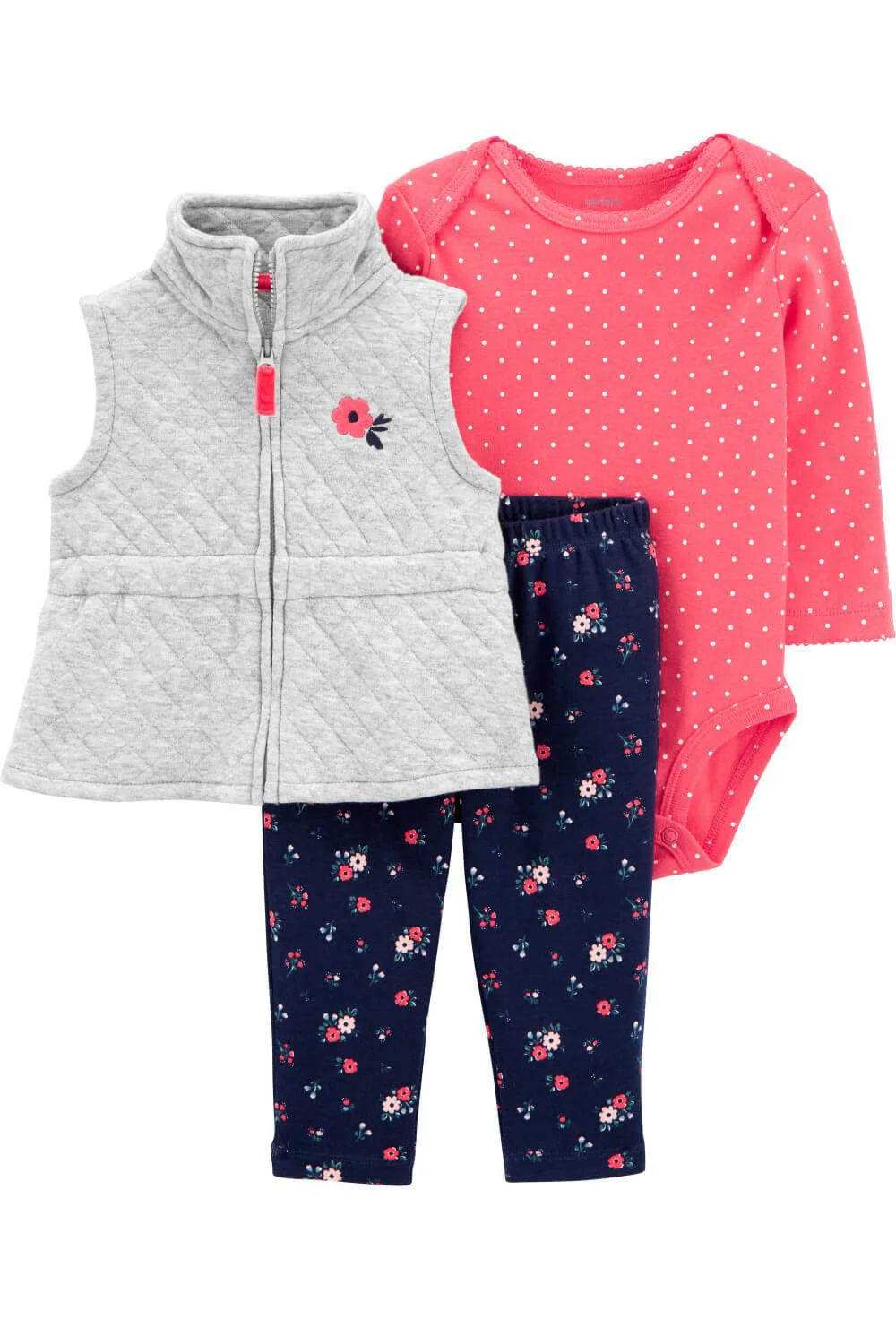 Carter's Set 3 piese bebe Flori - vesta, pantaloni si body foto