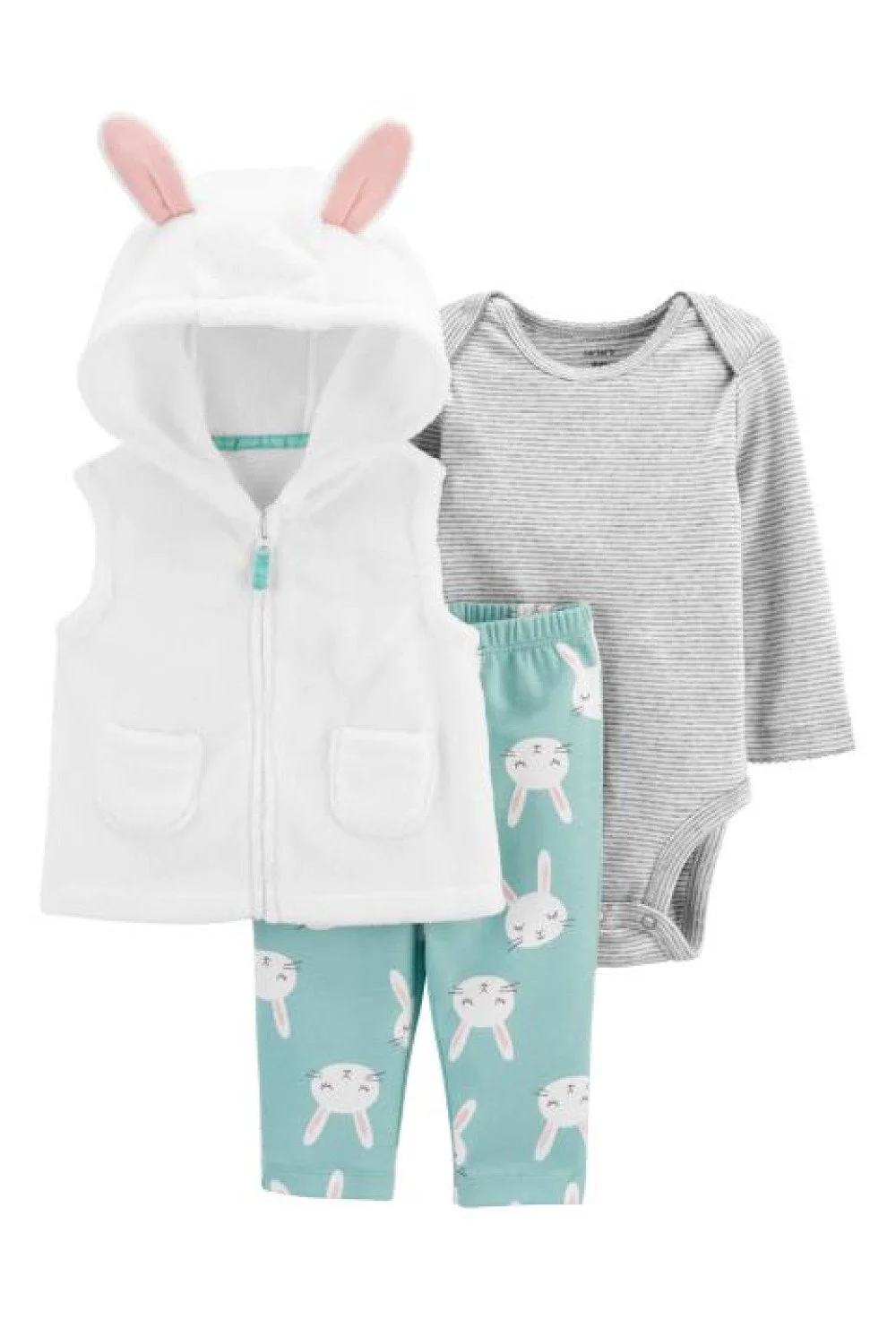 Carter's Set 3 piese Iepuras - vesta, pantaloni si body foto
