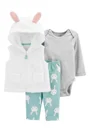 Carter's Set 3 piese Iepuras - vesta, pantaloni si body foto