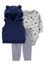 Carter's Set 3 piese Ursuleti - vesta, pantaloni si body foto