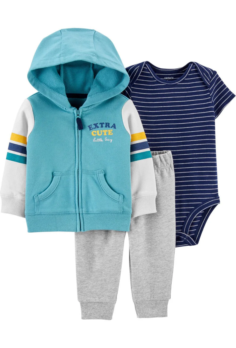 Carter's Set 3 piese - hanorac, pantaloni si body cu dungi foto