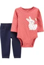 Carter's Set 2 piese bebe Pantaloni si body Iepuras foto