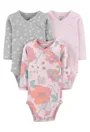 Carter's Set 3 piese Flori - body cu capse laterale foto