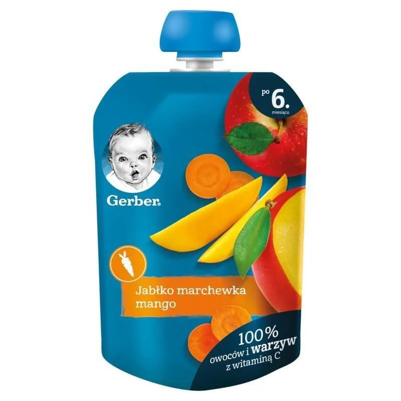 Piure Gerber de mere, morcov si mango (6+ luni), 90 g foto