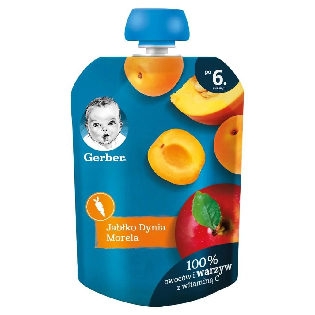 Piure Gerber de mere, dovleac si caise (6+ luni), 90 g foto