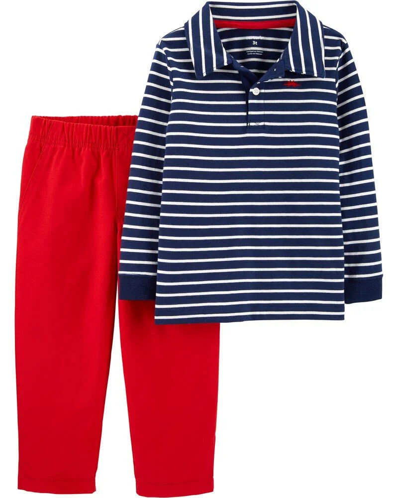 Carter's Set 2 piese Pantaloni si bluza polo foto
