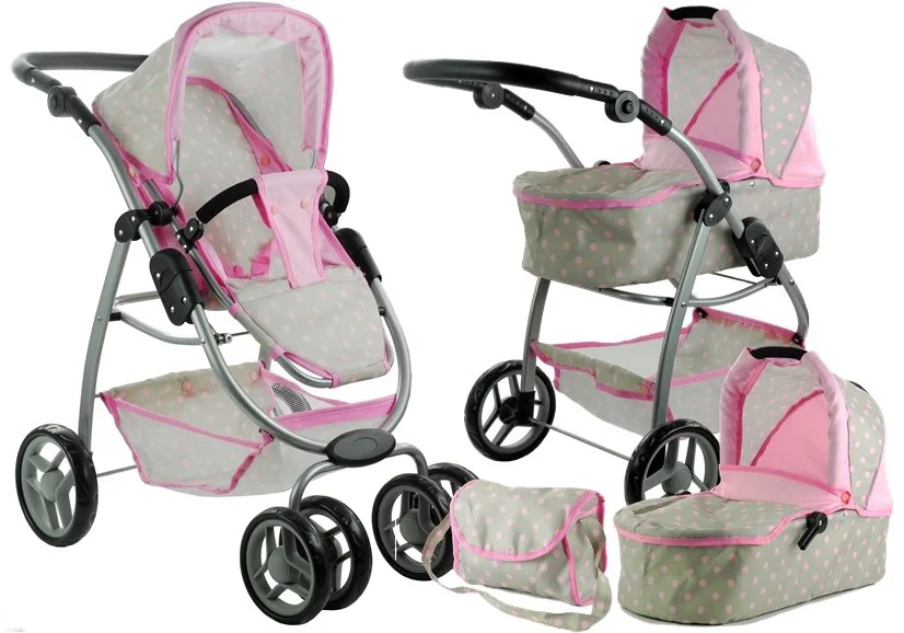 Carucior LEANTOYS pentru papusi 2 in 1 cu gentuta Alice culoare sur foto