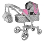 Carucior LEANTOYS pentru papusi cu gentuta Alice culoare sur-roz cu buline foto