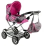 Carucior LEANTOYS pentru papusi cu gentuta si accesorii Alice culoare sur-roz cu buline foto