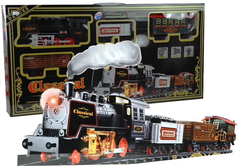 Set LEANTOYS Tren clasic cu vagoane si cale ferata foto