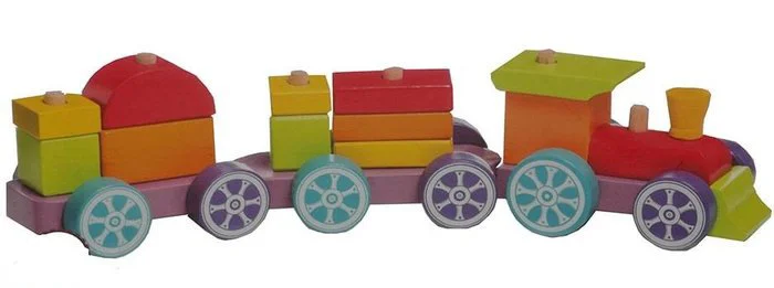 Jucarie din lemn Cubika tren Rainbow Express foto