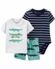 Carter's Set 3 piese Aligator - body, tricou si pantaloni scurti foto
