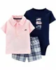 Carter's Set 3 piese Masinute - body, tricou tip Polo si pantaloni scurti foto