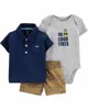 Carter's Set 3 piese Vibes - body, tricou tip Polo si pantaloni scurti foto