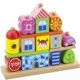 Set de constructie din lemn educativ Viga Toys Stacking Blocks City