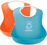 Set 2 bavete BabyBjorn Soft Bib Orange/Turquoise