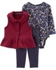 Carter's Set 3 piese Bordo - vesta, body si pantaloni foto