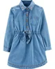 Carter's Rochita denim cu buzunar, broderie si cordon in talie foto