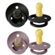 Set 2 suzete rotunde BIBS Black/Heather din latex (6-18 luni) foto