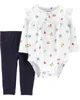 Carter's Set 2 piese - pantaloni si body alb cu flori foto