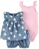 Carter's Set 3 piese Inimioare - body, bluza si pantaloni scurti foto