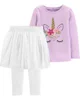 Carter's Set 2 piese Unicorn - top si pantaloni cu fustita tutu
