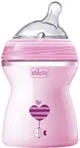 Biberon din plastic Chicco Natural Feeling Pink cu tetina din silicon, 250 ml foto