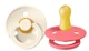 Set 2 suzete rotunde BIBS Ivory/Coral din latex (6-18 luni) foto