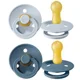 Set 2 suzete rotunde BIBS Baby Blue/Petrol din latex (0-6 luni) foto