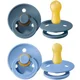 Set 2 suzete rotunde BIBS Sky Blue/Petrol din latex (0-6 luni) foto