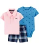 Carter's Set 3 piese Tricou polo, body & pantaloni scurti foto