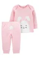 Carter's Set 2 piese Bluza si pantaloni roz Iepuras foto